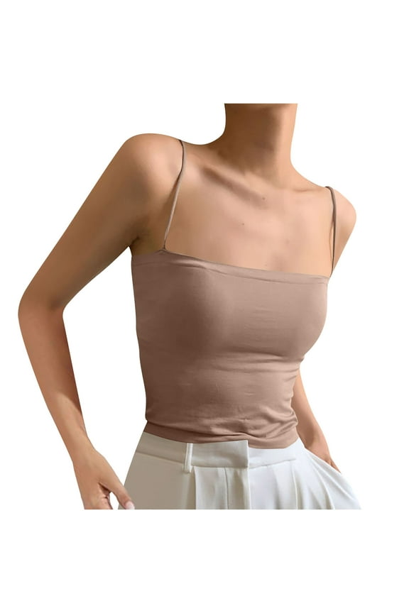 Camisole Tops for Women Summer Spaghetti Strap Casual Low Neck Backless Slim Fitted Going out Tops