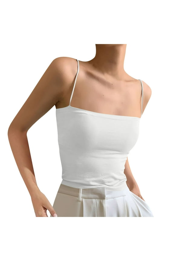 Camisole Tops for Women Summer Spaghetti Strap Casual Low Neck Backless Slim Fitted Going out Tops