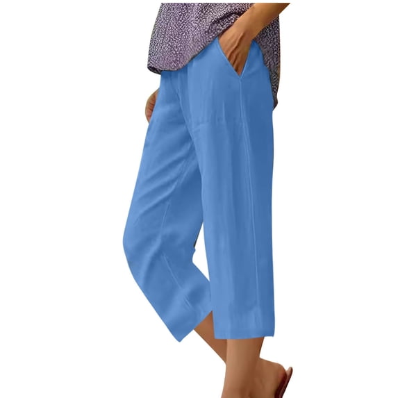 aidice Capri Pants for Women Casual High Waisted Comfy Capris Breathable Summer Beach Vacation Capris with Pockets
