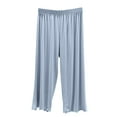 thumbnail image 1 of aidice Capri Pants for Women Pajamas Elastic Waisted Ruffle Soft Comfy Solid Color Loungewear Pants, 1 of 6