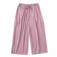 thumbnail image 1 of aidice Capri Pants for Women Summer Drawstring Elastic Waisted Sleepwear Soft Comfy Loungewear Pants, 1 of 5