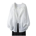 thumbnail image 1 of aidice Cardigans for Women Summer Lightweight Thin Drawstring Hooded Long Sleeve Button up Jackets, 1 of 4