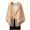 thumbnail image 1 of aidice Cardigans for Women Summer Lightweight Thin Drawstring Hooded Long Sleeve Button up Jackets, 1 of 4