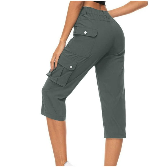 aidice Cargo Pants for Women Capris Outdoor Fitting Casual Hiking Workout Athletic Pants Pockets
