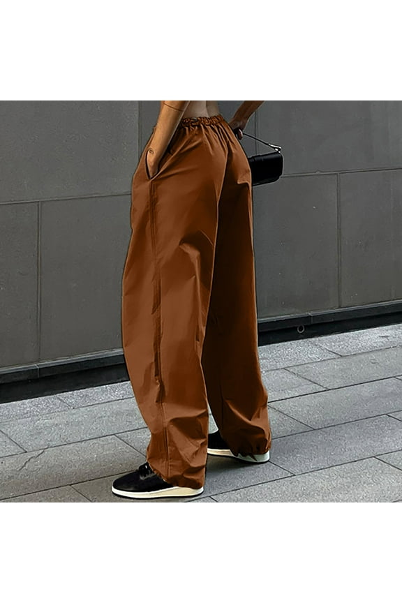 Cargo Pants for Women Drawstring Wide Leg Oversized Loose Fitted Pants with Pockets Fall Winter Streetwear Trousers