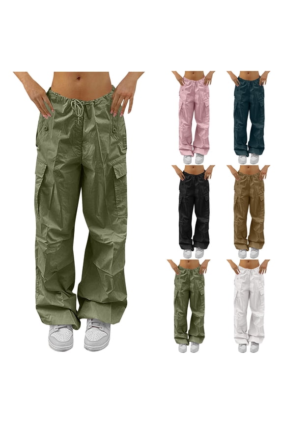 Cargo Pants for Women Lightweight Hiking Pants Drawstring Waisted Baggy Loose Juniors Outdoor Athletic Pants with Multi Pockets