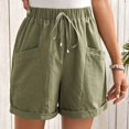 thumbnail image 1 of aidice Cargo Shorts for Women Linen Cotton Drawstring Elastic Waisted Shorts with Pockets Summer Causal Comfy Shorts, 1 of 8
