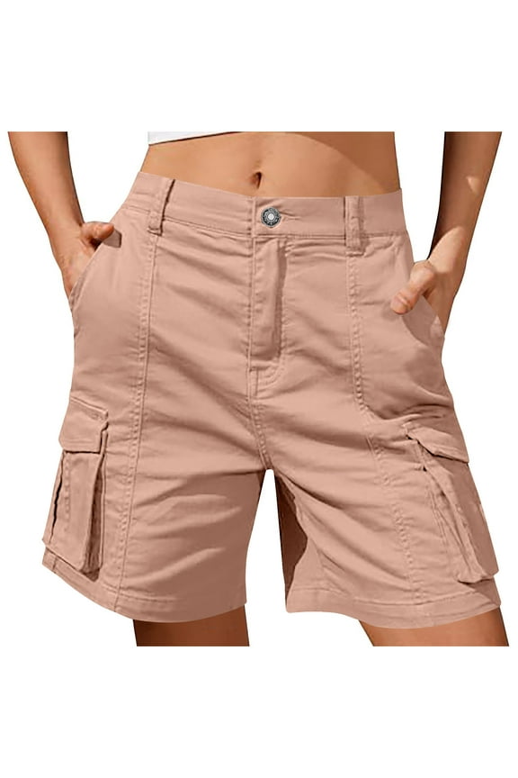 Cargo Shorts for Women Summer Loose Button Zip Outdoor Hiking Travel Workout Shorts with Pockets
