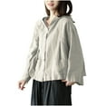 thumbnail image 1 of aidice Cotton Linen Cardigans for Women Lightweight Casual Hooded Button up Loose Long Sleeve Jackets, 1 of 4