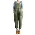thumbnail image 1 of aidice Cotton Linen Overalls for Women Summer Lightweight Adjustable Strap Vintage Cropped Pants Jumpsuits, 1 of 8
