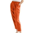 thumbnail image 1 of aidice Cotton Linen Pants for Women Lightweight Elastic High Waisted Casual Loose Lounge Cropped Trousers, 1 of 6