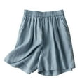 thumbnail image 1 of aidice Cotton Linen Shorts for Women Summer Loose Casual Lightweight Wide Leg Shorts with Pockets, 1 of 3