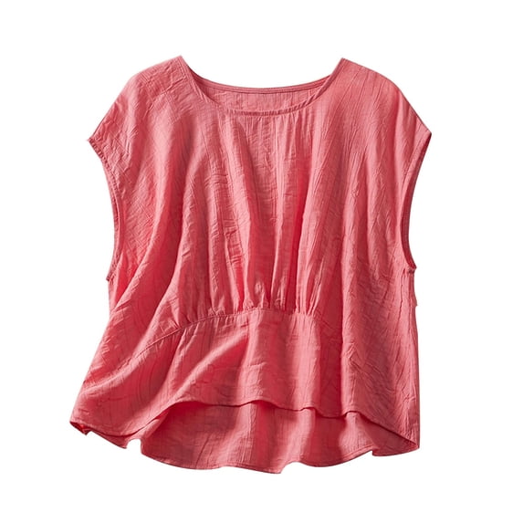 aidice Cotton Linen Tank Tops for Women Sleeveless Flowy Crew Neck Tanks Summer Lounge Homewear Top