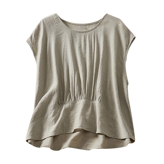 aidice Cotton Linen Tank Tops for Women Sleeveless Flowy Crew Neck Tanks Summer Lounge Homewear Top