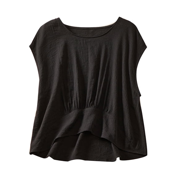 aidice Cotton Linen Tank Tops for Women Sleeveless Flowy Crew Neck Tanks Summer Lounge Homewear Top