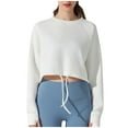 thumbnail image 1 of aidice Crop Tops for Women Casual Round Neck Long Sleeve Loose Blouses Solid Color Comfy Pullover Tops, 1 of 3