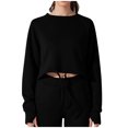 thumbnail image 1 of aidice Crop Tops for Women Casual Round Neck Long Sleeve Loose Blouses Solid Color Comfy Pullover Tops, 1 of 3