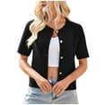 thumbnail image 1 of aidice Cropped Cardigan for Women Knit Round Neck Short Sleeve Button up Comfy Summer Casual Sweater Tops, 1 of 7