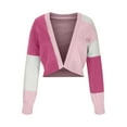 thumbnail image 1 of aidice Cropped Cardigans for Women Casual Open Front Long Sleeve Comfy Sweaters Color Block Jackets, 1 of 4