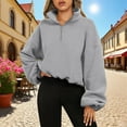 thumbnail image 1 of aidice Cropped Sweatshirt for Women Quarter Zip Lapel Neck Loose Drop Shoulder Loose Long Sleeve Tops, 1 of 6