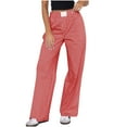 thumbnail image 1 of aidice Fall Casual Pants for Women Striped Elastic High Waisted Straight Leg Seniors Trousers, 1 of 7