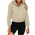 thumbnail image 1 of aidice Fall Sweatshirts for Women Casual Long Sleeve Zipper Hooded Drawstring Loose Athletic Workout Tops, 1 of 1