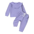 thumbnail image 1 of aidice Fall Toddler Baby Clothes Cute Ruffle Round Neck Long Sleeve Tops Elastic Waisted Pants Unisex Outfits, 1 of 9