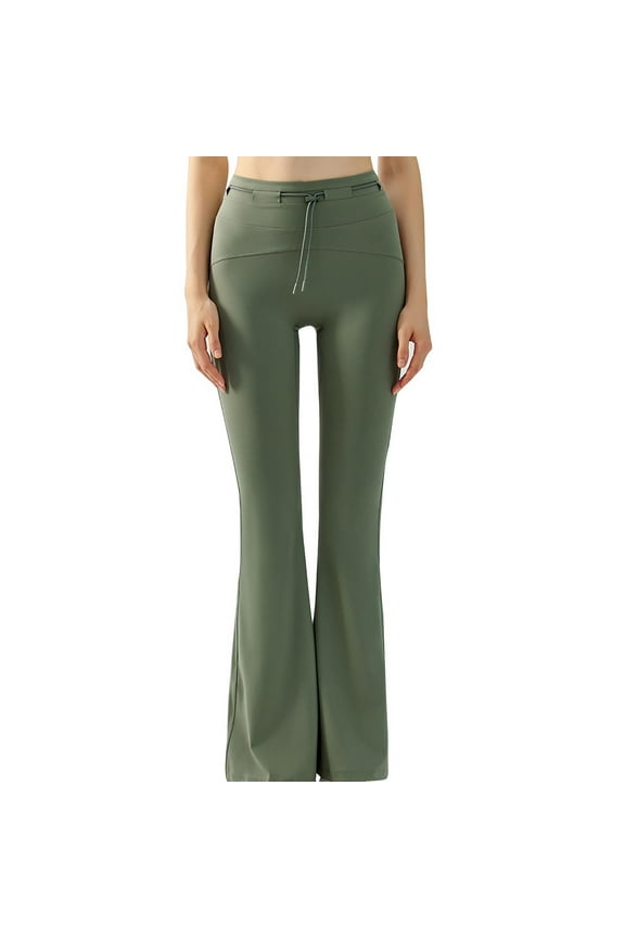 Flare Leggings for Women Summer High Waisted Drawstring Slim Fitting Workout Athletic Yoga Pants