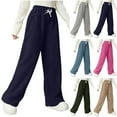 thumbnail image 1 of aidice Fleece Pants for Women Plush Fuzzy Warm Pajama Pants Drawstring High Waisted Straight Leg Loose Fitted Loungewear Trousers, 1 of 6