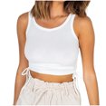 thumbnail image 1 of aidice Going out Tops for Women Ribbed Round Neck Sleeveless Slim Fitted Drawstring Summer Cropped Tank Tops, 1 of 9