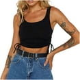 thumbnail image 1 of aidice Going out Tops for Women Ribbed Round Neck Sleeveless Slim Fitted Drawstring Summer Cropped Tank Tops, 1 of 8