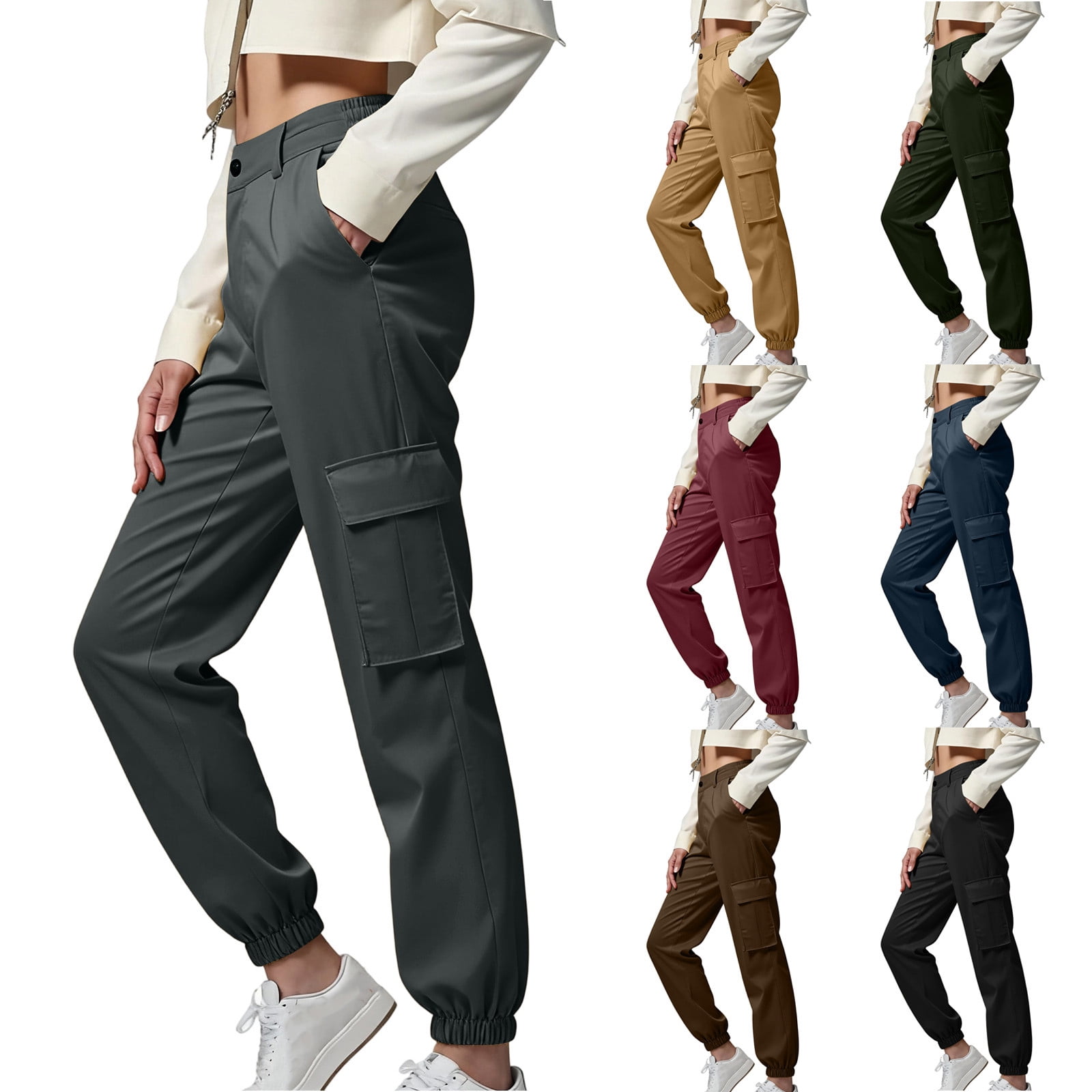 aidice Hiking Pants for Women Elastic High Waisted Cargo Pants — free download