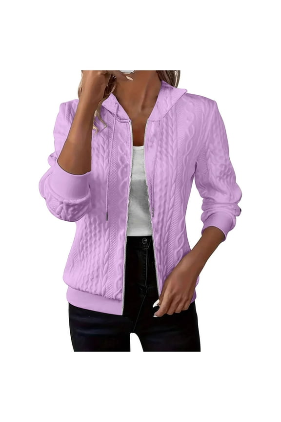 Hoodies for Women Sweatshirts Zipper Drawstring Long Sleeve Cardigans Comfy Texture Fall Jackets