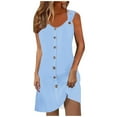 thumbnail image 1 of aidice House Dresses for Women Casual Scoop Neck Sleeveless Button Fitting Comfy Tunic Dresses Fashion, 1 of 7