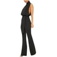 thumbnail image 1 of aidice Jumpsuits for Women Casual Sleeveless High Neck Belt Zip Slim Fitting Office Flare Pants Rompers, 1 of 8