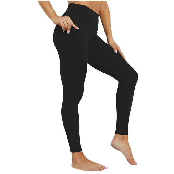 aidice Leggings for Women Slim Fitted Stretch High Waisted Yoga Pants with Pockets Solid Color Gym Workout Running Trousers