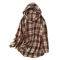 thumbnail image 1 of aidice Lightweight Cardigans for Women Casual Hooded Long Sleeve Button up Tops Plaid Fall Outerwear, 1 of 4