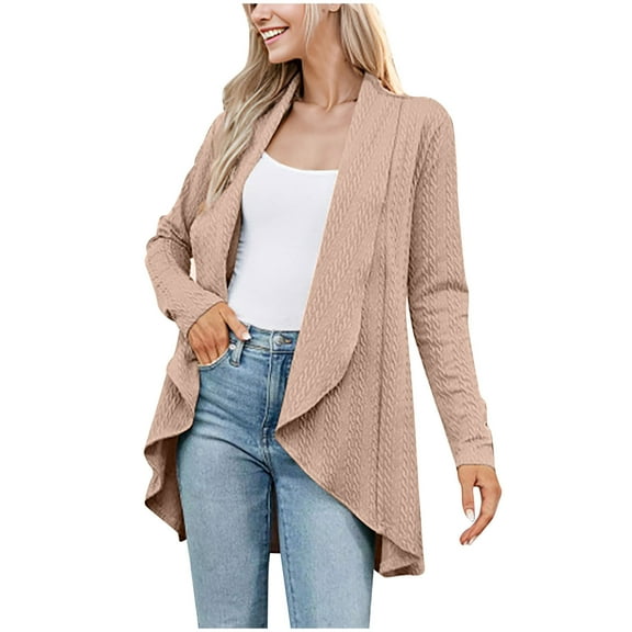 aidice Lightweight Cardigans for Women Casual Long Sleeve Comfy Open Front Irregularly Fall Jackets