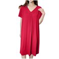 thumbnail image 1 of aidice Lounge Dresses for Women Pajamas V Neck Short Sleeve Loose Comfy Soft Homewear Night Dresses, 1 of 5
