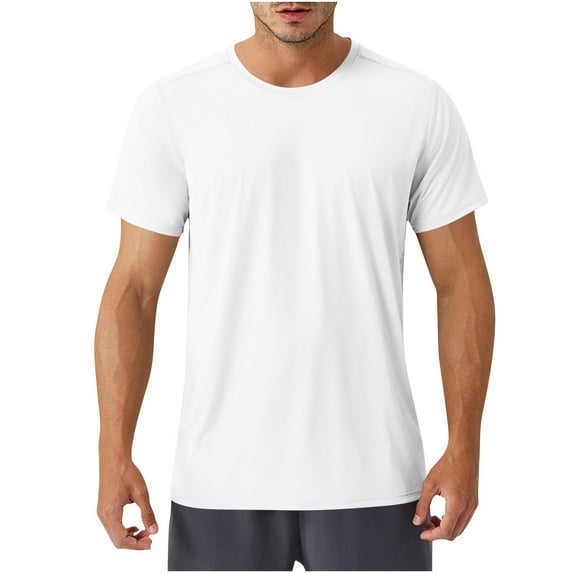 aidice Men Tops Summer Casual Short Sleeve Round Neck Loose Comfy Basic Blouses Running Bodybuilding T Shirts