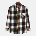 aidice Mens Long Sleeve Plaid Shirts Button Down Lapel Collar Tops With