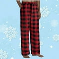 thumbnail image 1 of aidice Mens Pajamas Pants Plaid Elastic Waist Drawstring Straight Leg Loungewear Trousers with Pockets Casual Comfy Pants, 1 of 5