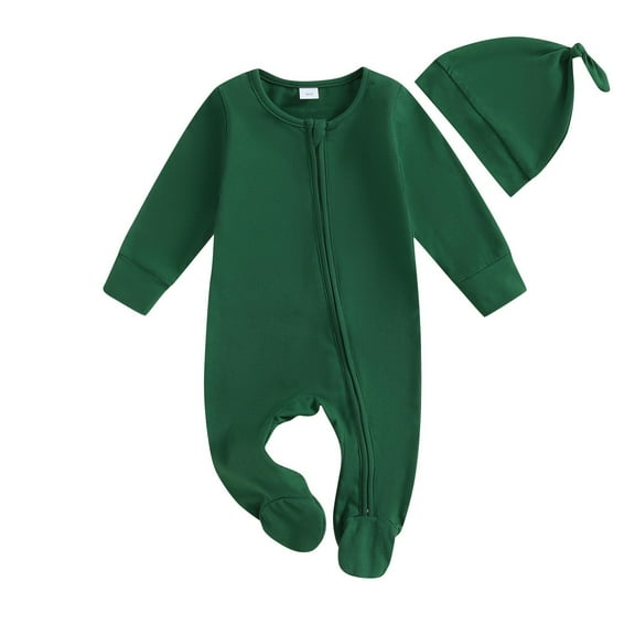 aidice Newborn Baby Clothes Onesie Footed Infant Zipper Unisex with Hat Boy Girl Rompers Toddler Clothes