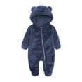 thumbnail image 1 of aidice Newborn Boy Girl Clothes Toddler Zipper Infant Fleece Onesie Footed Unisex Hooded Rompers, 1 of 8