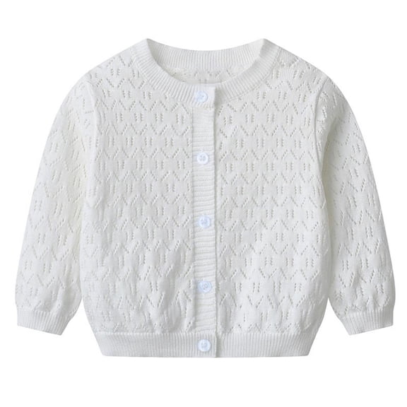 aidice Newborn Boy Girl Clothing Crewneck Long Sleeve Button up Hollow out Cardigans Unisex Comfy Jackets