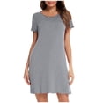 thumbnail image 1 of aidice Nightgowns Dresses for Women Sleepwear Round Neck Ruffle Short Sleeve Comfy Fitting Nigh Shirts, 1 of 4