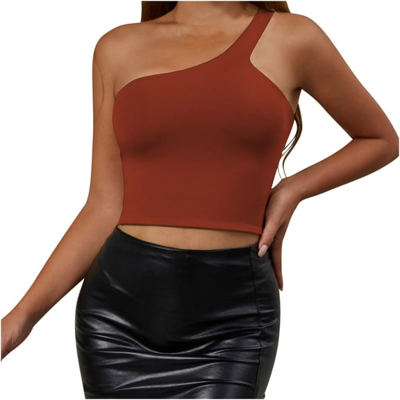 aidice Off the Shoulder Tops for Women Cropped Slim Fitted Sleeveless Tshirts Comfy Summer Casual Tank Tops