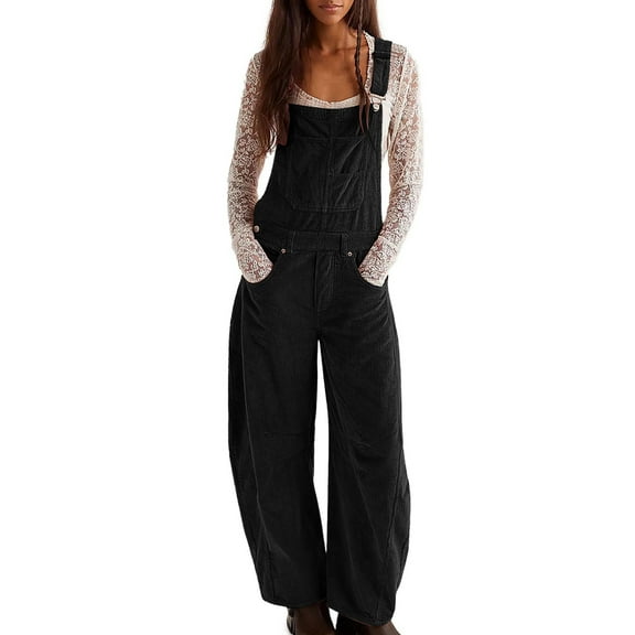 aidice Overalls for Women Adjustable Strap Button Loose Comfy Crisscross Back Straight Leg Pants Jumpsuits