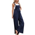 thumbnail image 1 of aidice Overalls for Women Summer Casual Button Ruched Adjustable Strap Loose Lightweight Jumpsuit Pockets, 1 of 6