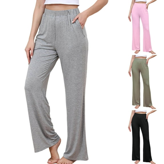 aidice Pajama Pants for Women Elastic High Waisted Straight Leg Comfy Sleepwear Homewear Pjs Trousers with Pockets